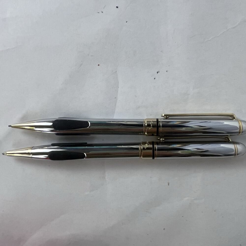 Vintage Pierre Cardin Chrome Gold Pen Pencil Set Boxed Bonus PDA Stylus PC Gift - Picture 15 of 16